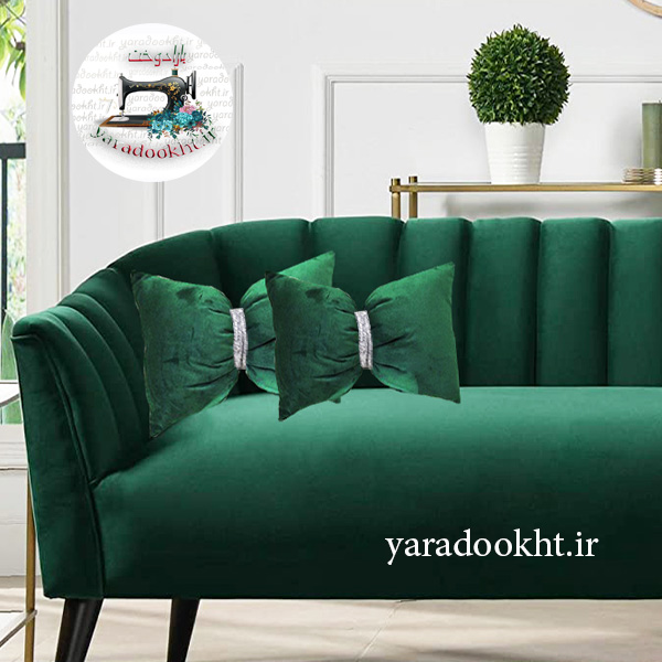 کوسن پاپیون مخمل نوار پولکی بسته 2 عددی