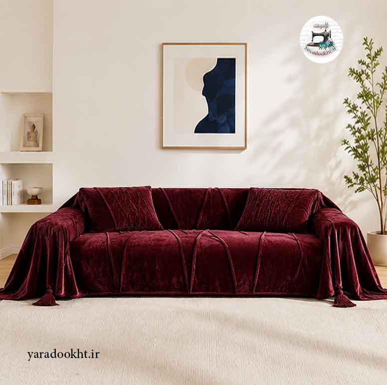 شال مبل مخمل مدل افرا big shawl Image 5
