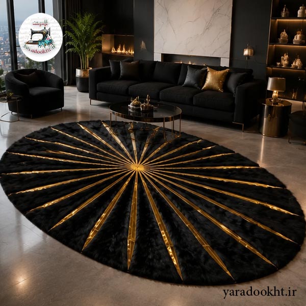 فرش مشکی نوار طلایی Gold carpet Image 12