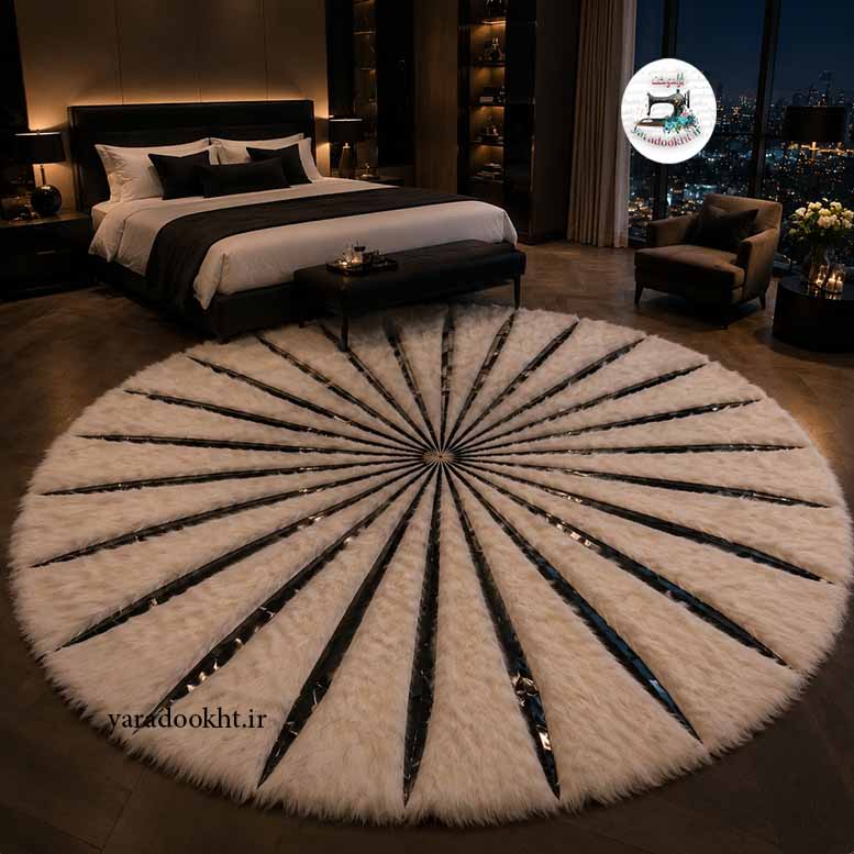 فرش مشکی نوار طلایی Gold carpet Image 2