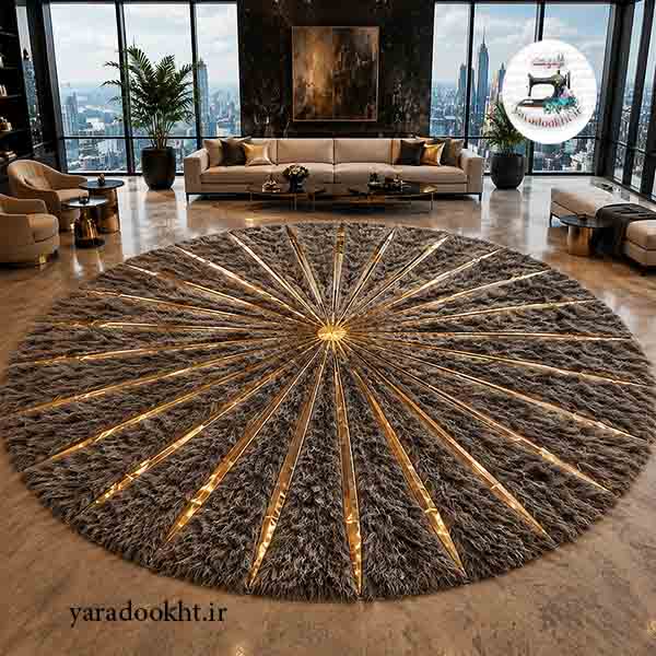 فرش مشکی نوار طلایی Gold carpet Image 11