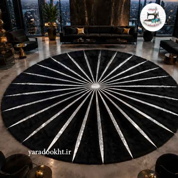 فرش مشکی نوار طلایی Gold carpet Image 9