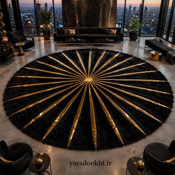 فرش مشکی نوار طلایی Gold carpet