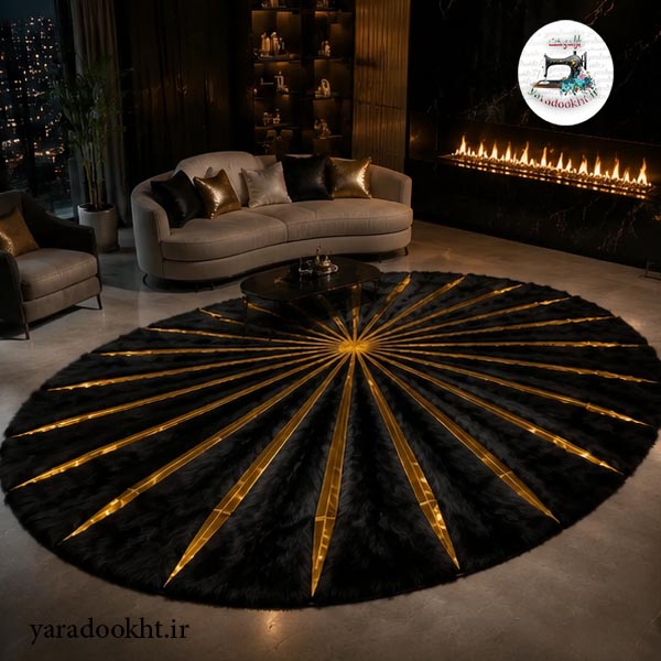 فرش مشکی نوار طلایی Gold carpet Image 3