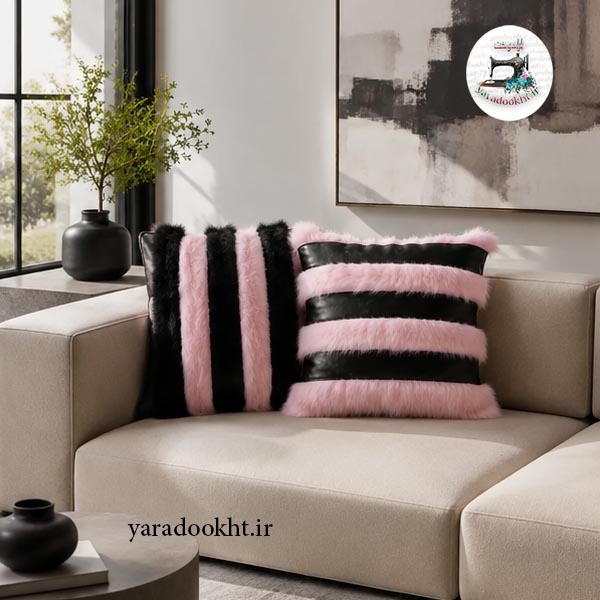 کوسن چرم fur مجموعه 2 عددی Image 7