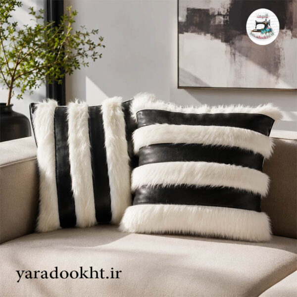 کوسن چرم fur مجموعه 2 عددی