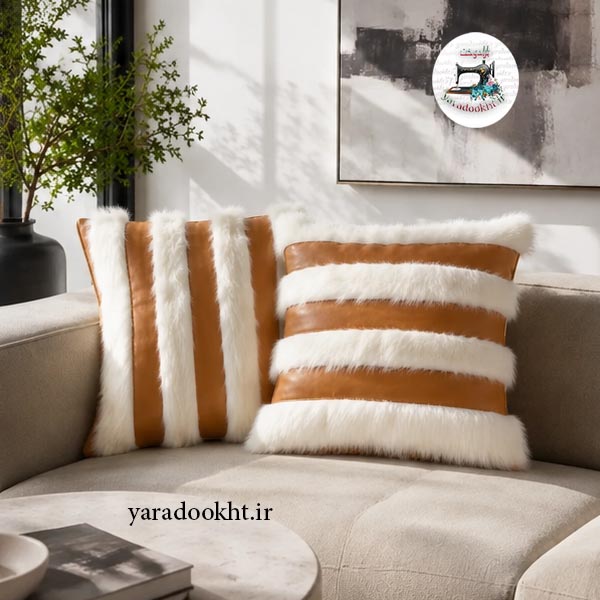 کوسن چرم fur مجموعه 2 عددی Image 10