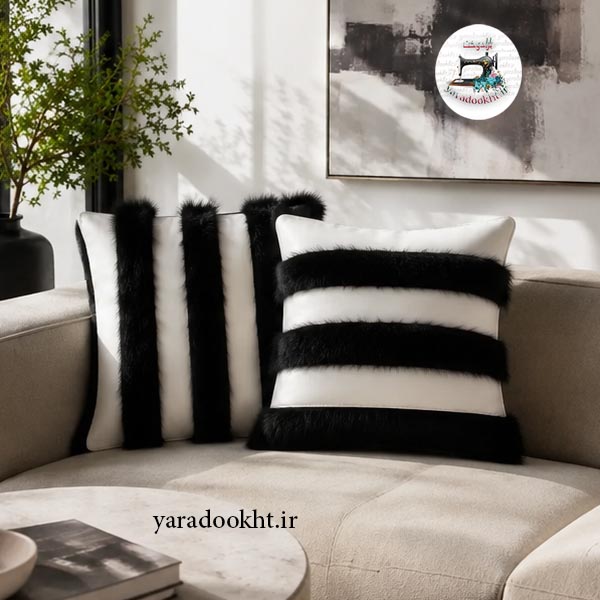 کوسن چرم fur مجموعه 2 عددی Image 9