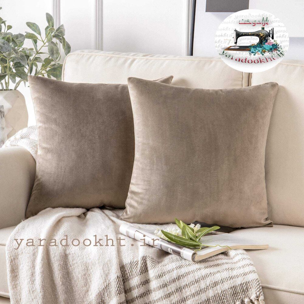 کوسن مخمل ساده زیپدار