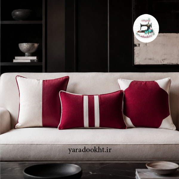 کوسن زیبا lather and velvet مجموعه 3 عددی Image 12
