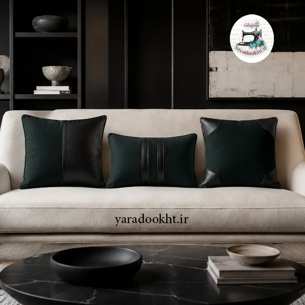 کوسن زیبا lather and velvet مجموعه 3 عددی Image 3