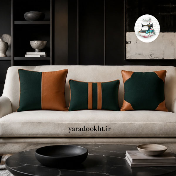 کوسن زیبا lather and velvet مجموعه 3 عددی Image 4