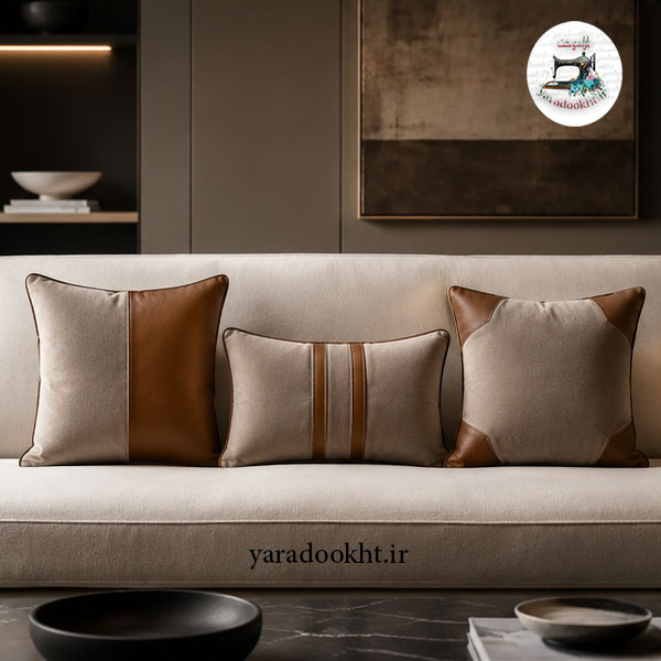 کوسن زیبا lather and velvet مجموعه 3 عددی Image 6