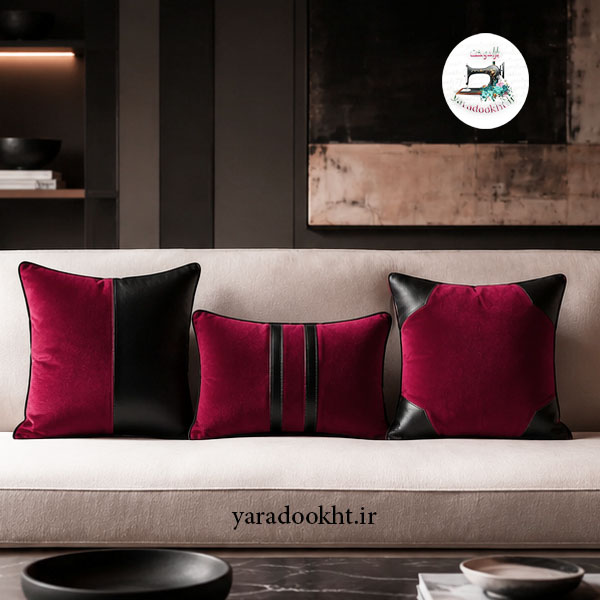 کوسن زیبا lather and velvet مجموعه 3 عددی Image 17