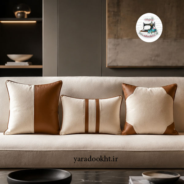 کوسن زیبا lather and velvet مجموعه 3 عددی Image 8