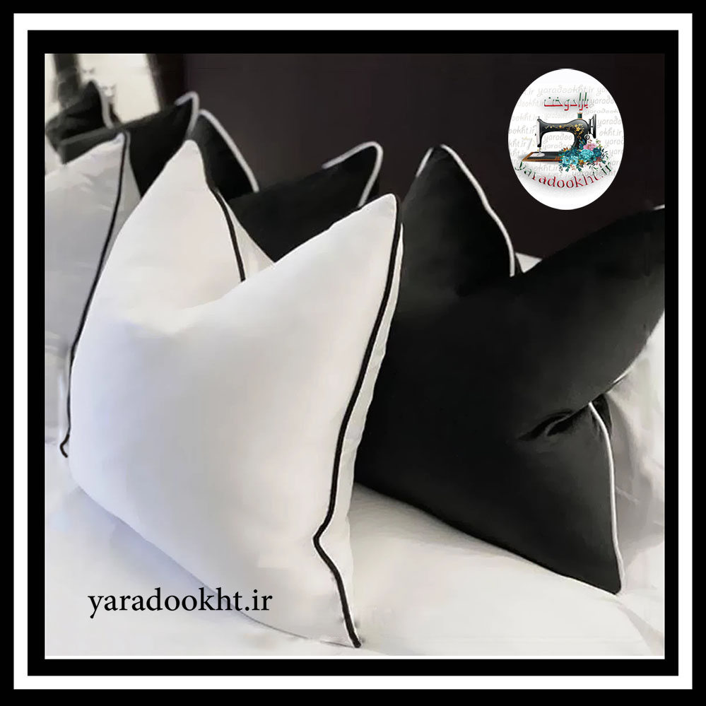 کوسن مخمل مجموعه دو عددی مدل black and with Image 3
