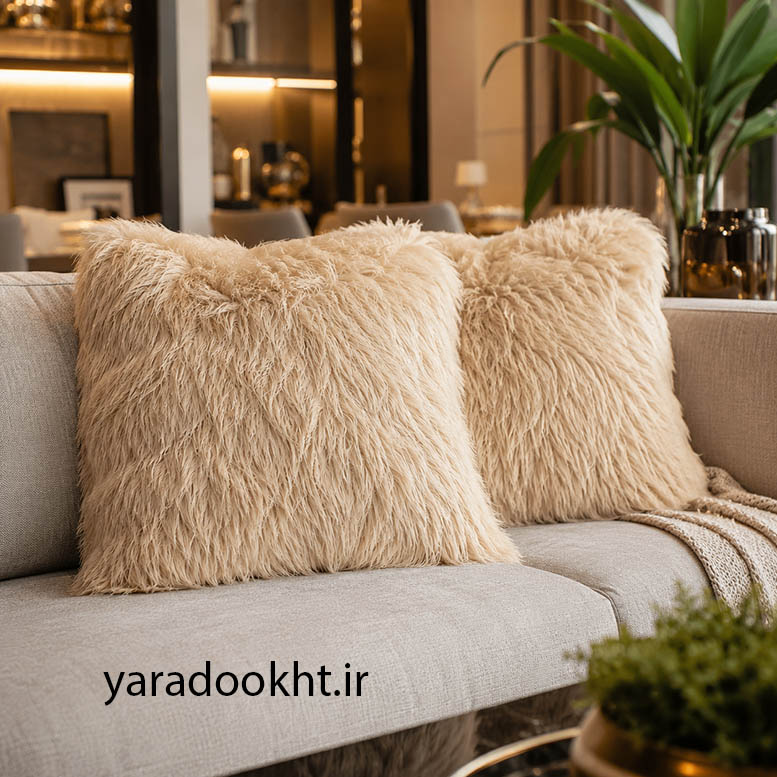 کوسن خز پرزبلند cushion fur مجموعه 2 عددی Image 5