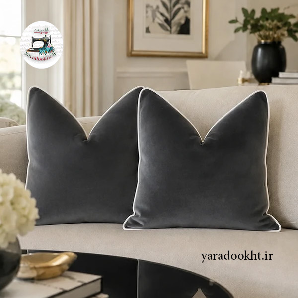 کوسن مخمل مجموعه دو عددی مدل black and white Image 7