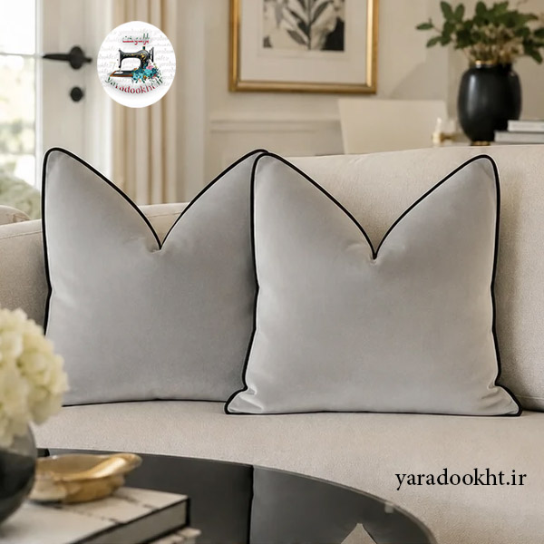 کوسن مخمل مجموعه دو عددی مدل black and white Image 5