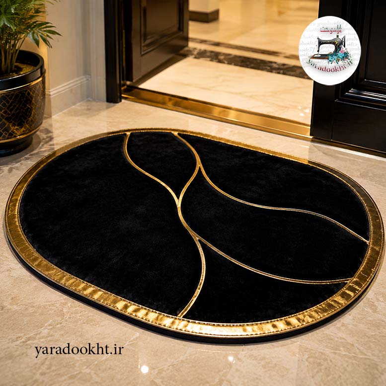 فرش بیضی مخمل Oval Gold Image 4
