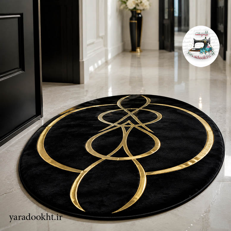 فرش بیضی مخمل Oval Gold Image 5