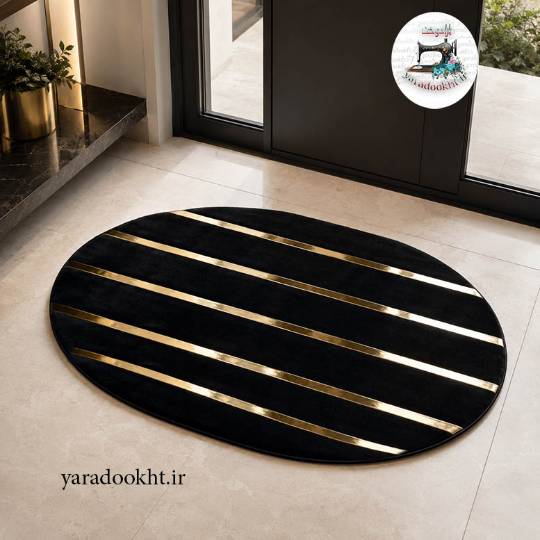 فرش بیضی مخمل Oval Gold Image 7