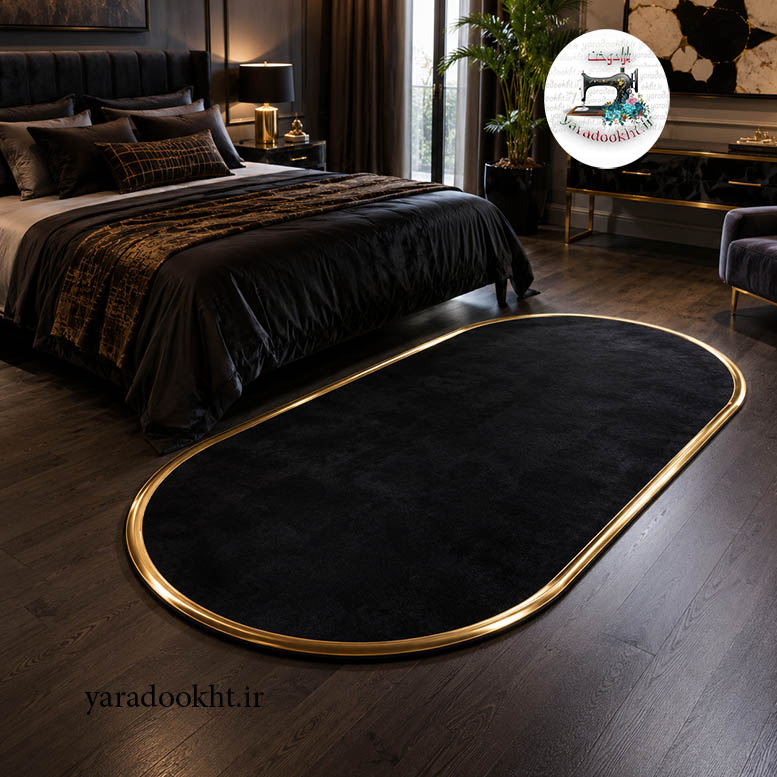 فرش بیضی مخمل Oval Gold Image 8