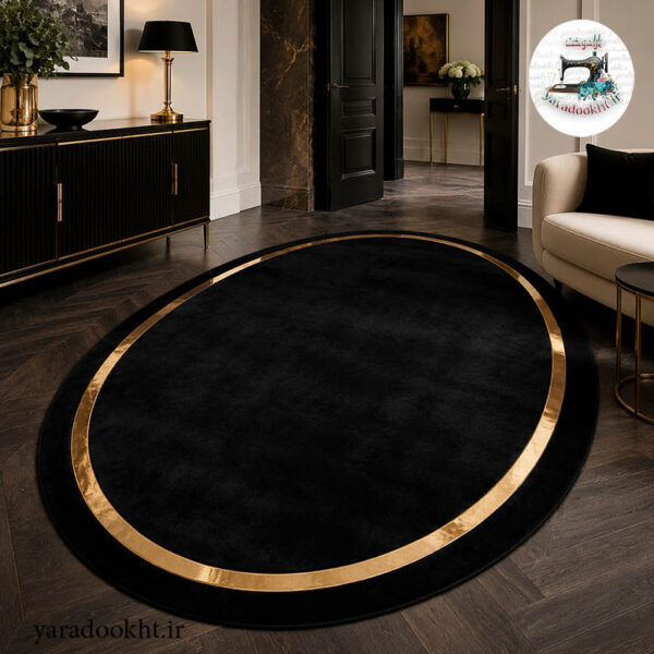 فرش بیضی مخمل Oval Gold