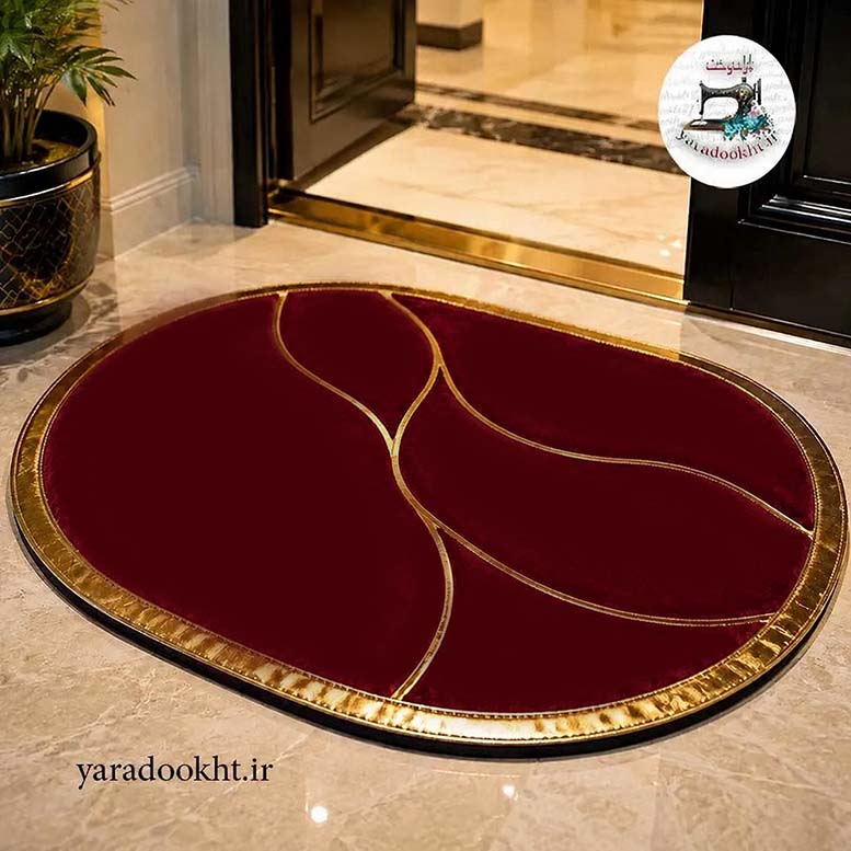 فرش بیضی مخمل Oval Gold Image 10