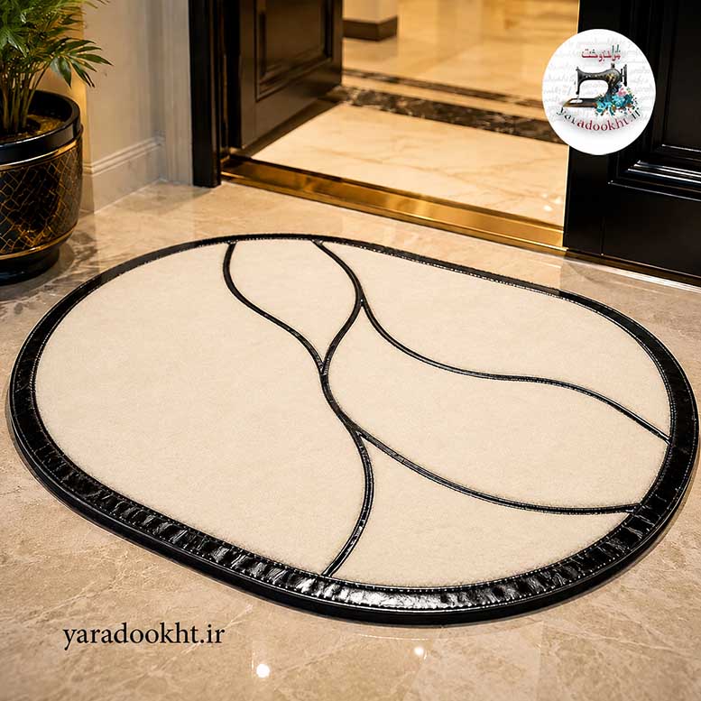 فرش بیضی مخمل Oval Gold Image 15