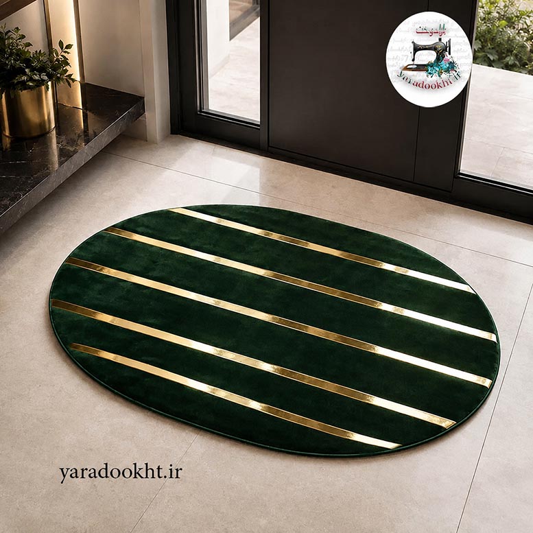 فرش بیضی مخمل Oval Gold Image 14