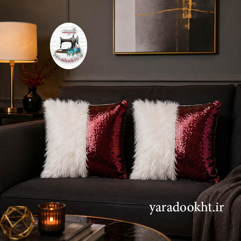 کوسن طرح نیمه fur and shine مجموعه 2 عددی Image 15