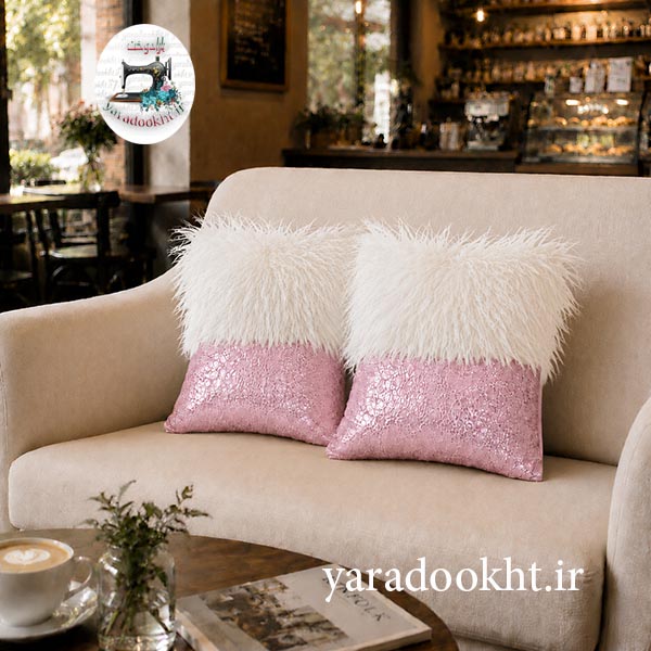 کوسن طرح نیمه fur and shine مجموعه 2 عددی Image 4