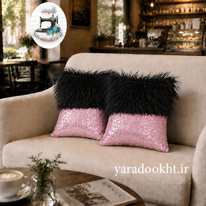کوسن طرح نیمه fur and shine مجموعه 2 عددی Image 7