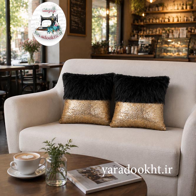 کوسن طرح نیمه fur and shine مجموعه 2 عددی Image 11