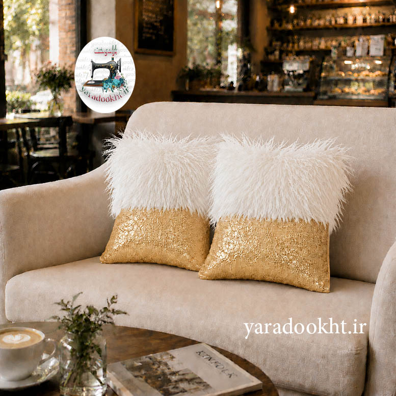 کوسن طرح نیمه fur and shine مجموعه 2 عددی Image 14