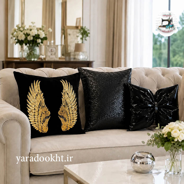 کوسن پاپیونی ورنی papillon مجموعه 3 عددی Image 4