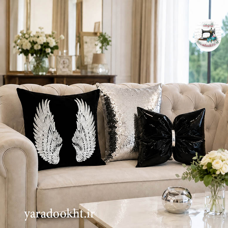 کوسن پاپیونی ورنی papillon مجموعه 3 عددی Image 8