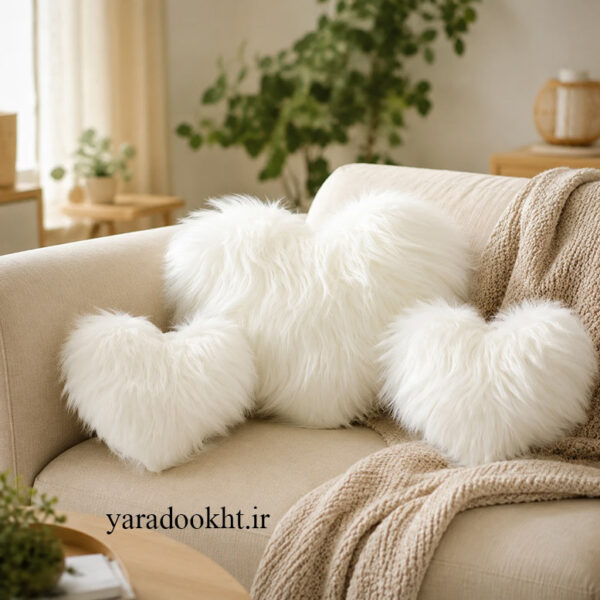 کوسن قلبی fur heart مجموعه 3 عددی