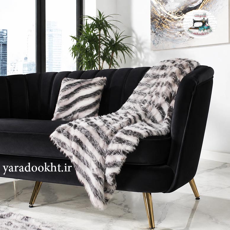 کوسن و شال مبل مدل Striped fur