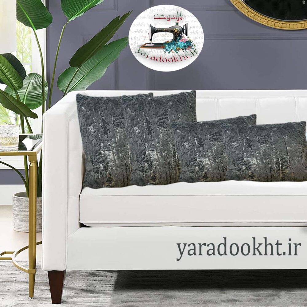 کوسن خز پتینه طلاکوب مجموعه 4 عددی - Image 3