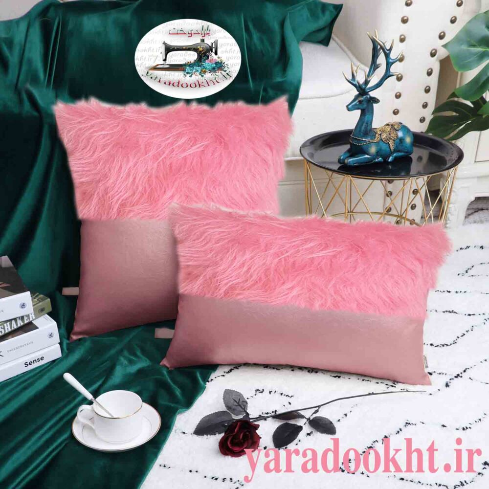 کوسن چرم و خز مدل نیمه بسته 2 عددی - Image 2