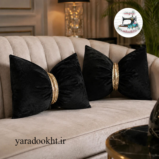 کوسن پاپیون مخمل نوار پولکی کد shine بسته 2 عددی Image 16