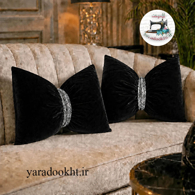 کوسن پاپیون مخمل نوار پولکی کد shine بسته 2 عددی Image 5