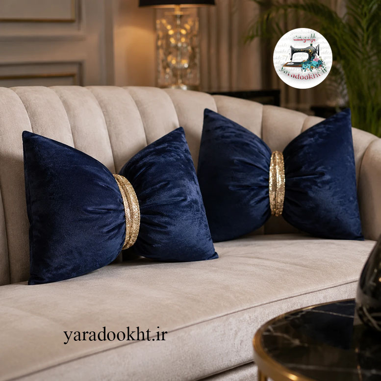 کوسن پاپیون مخمل نوار پولکی کد shine بسته 2 عددی Image 7