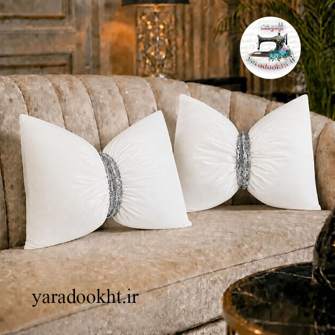 کوسن پاپیون مخمل نوار پولکی کد shine بسته 2 عددی Image 10