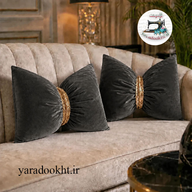 کوسن پاپیون مخمل نوار پولکی کد shine بسته 2 عددی Image 15