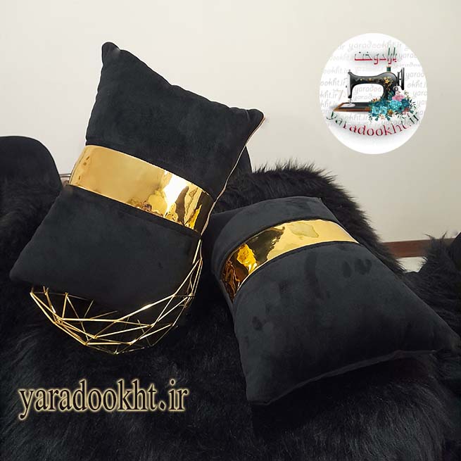 کوسن مخمل نوار براق