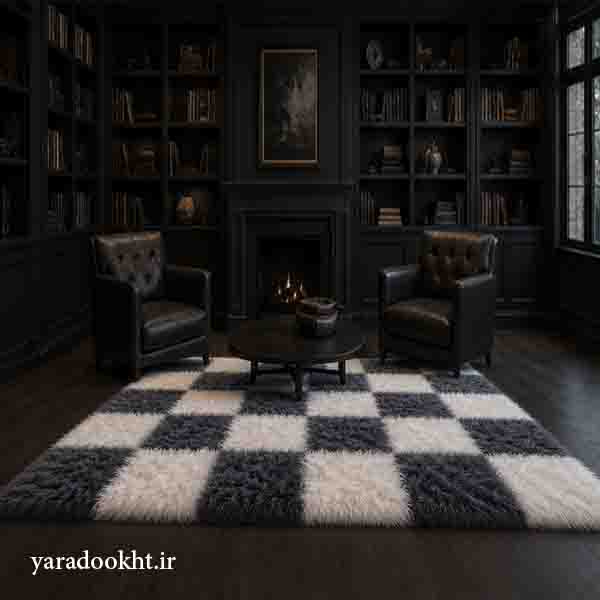 فرش شطرنج مدل خز پرزبلند طرح Chess Image 9