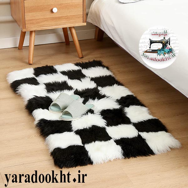 فرش ترک مدل خز پرزبلند طرح Chess - Image 3